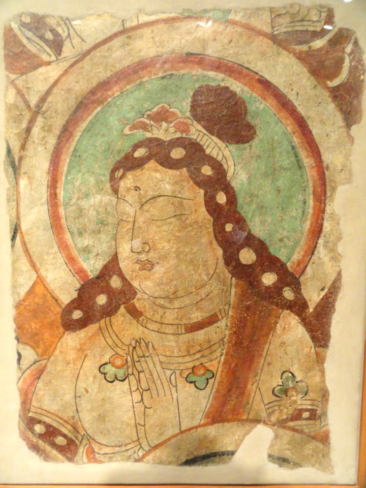 Fragment of a Buddhist Wall Painting, Bazaklik, region of Turfan, Sinkiang, China, Central Asian art, 8th century - Nelson-Atkins Museum of Art - DSC09159