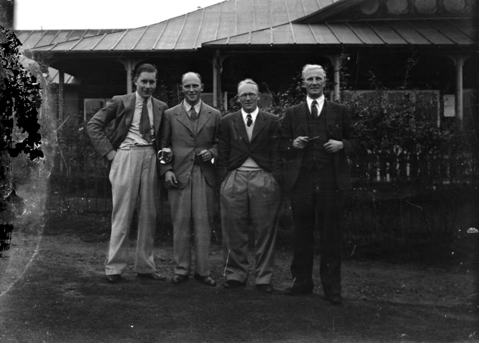 Four men outside Llandrindod Wells Golf Club pavilion (1294839)