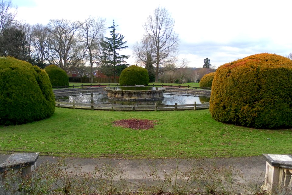 Fountain and Pond Basin at Milton Mount Gardens, Pound Hill, Crawley
