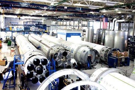Four Falcon 9 first stages under construction