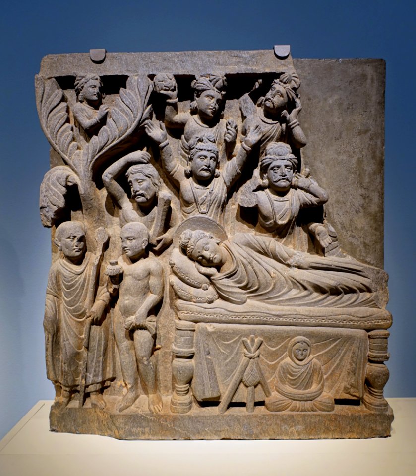 Four Scenes from the Life of the Buddha - Parinirvana - Kushan dynasty, late 2nd to early 3rd century AD, Gandhara, schist - Freer Gallery of Art - DSC04578