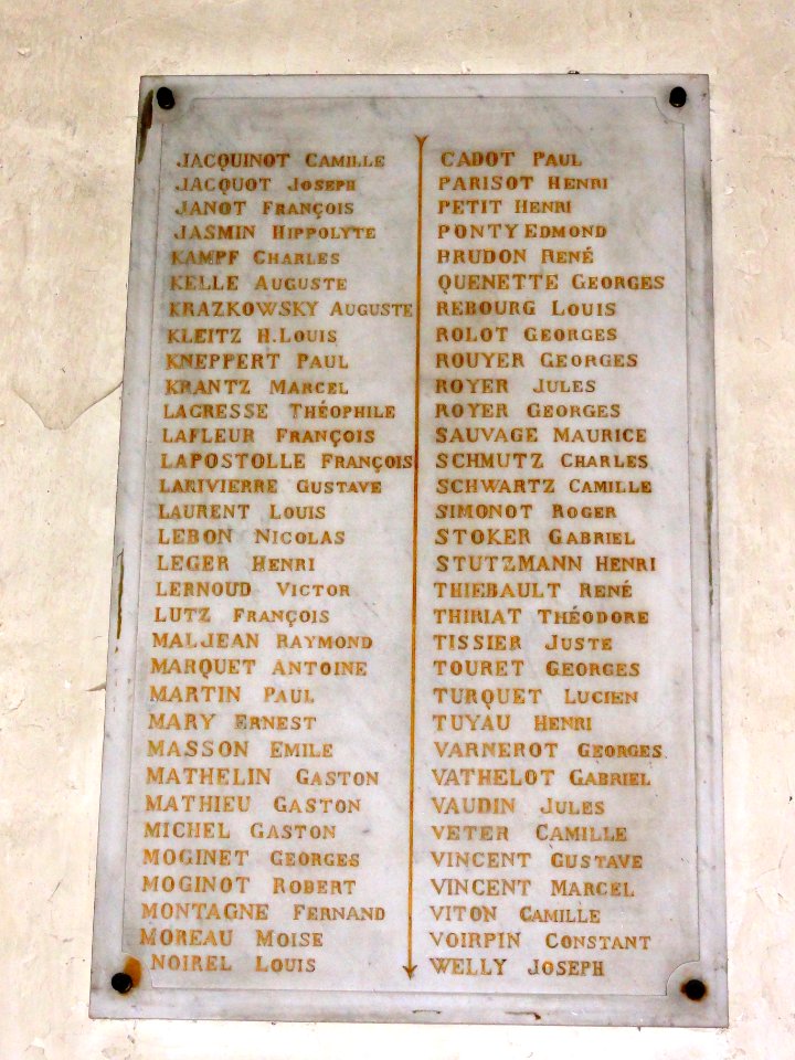 Foug (Meurthe-et-Moselle) Église Saint-Etienne monument aux morts (02) plaque 1