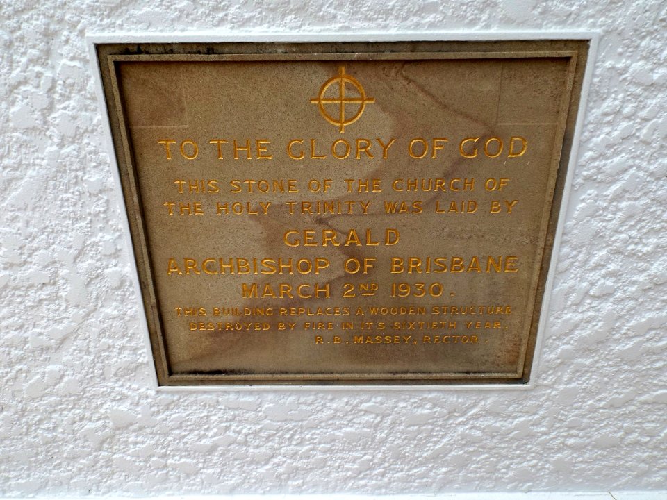 Foundation stone at Holy Trinity Anglican Church, Woolloongabba