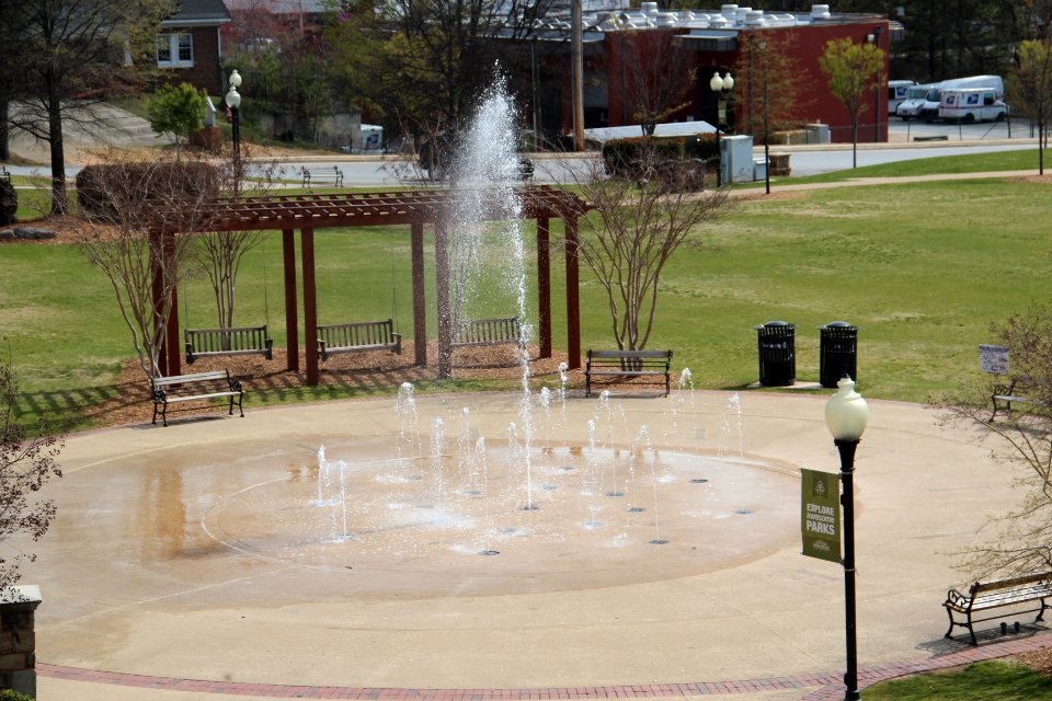 Fountains in Lilian Webb Park, Norcross, GA March 2017