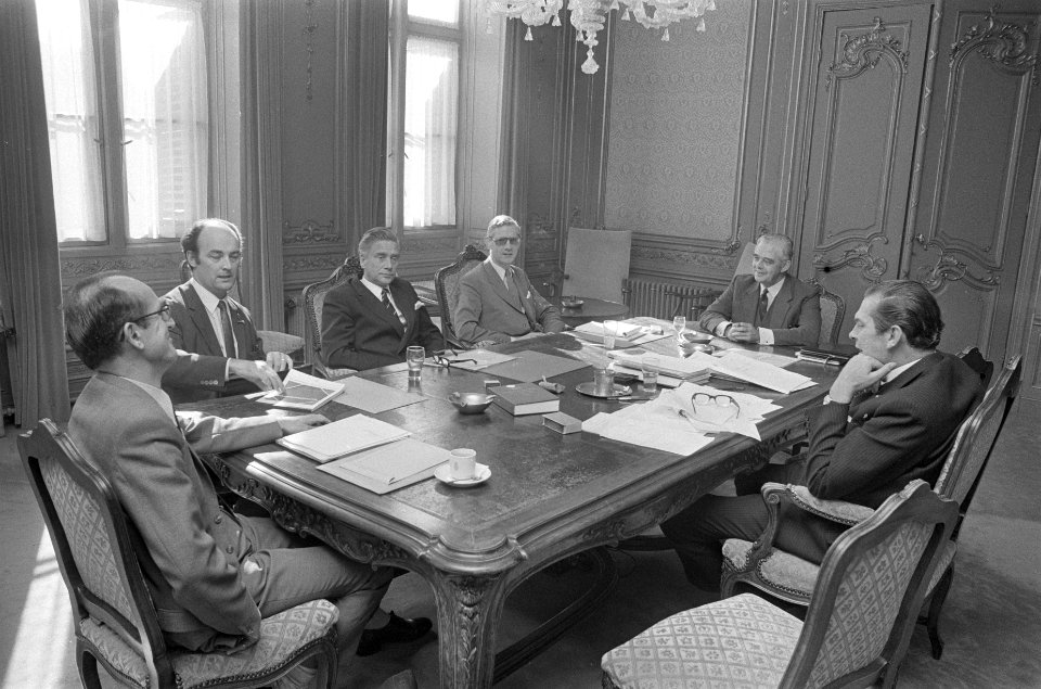 Formateur Biesheuvel heeft afrondend gesprek met vijf fractieleiders, Den Haag, , Bestanddeelnr 924-6896