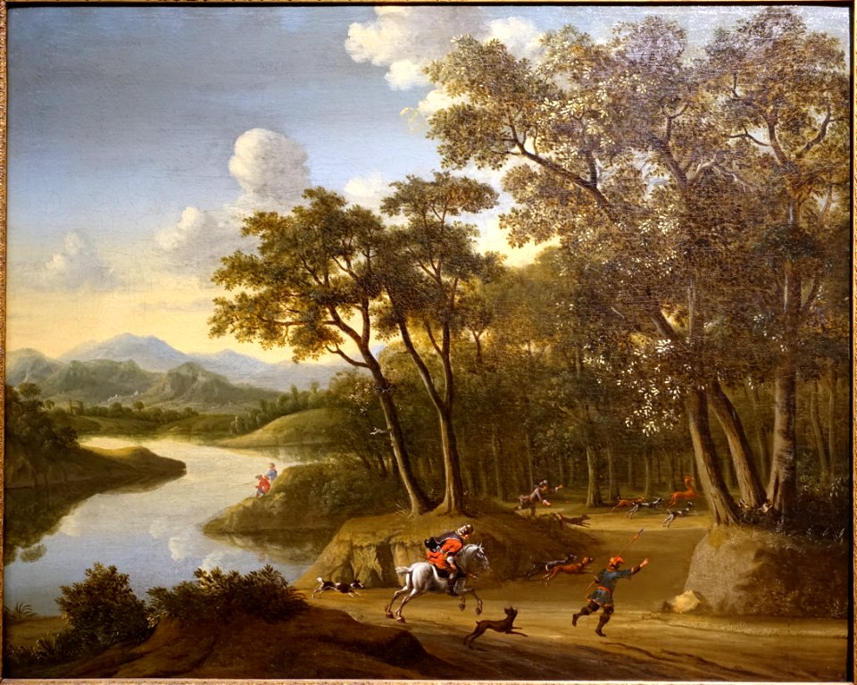 Forest with staffage figures, Pieter Wouwerman, 1642, oil on canvas - Villa Vauban - Luxembourg City - DSC06528