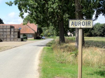 Foreste (Aisne) city limit sign Auroir