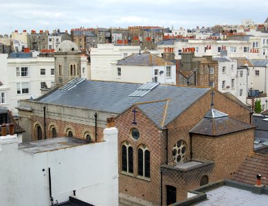 Former St Andrew's Church, Waterloo Street, Hove (NHLE Code 1298653) (May 2019, seen from Embassy Court)