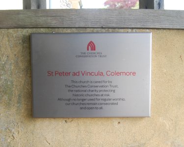 Former St Peter ad Vincula Church, Colemore (NHLE Code 1237037) (May 2021) (CCT Plaque)