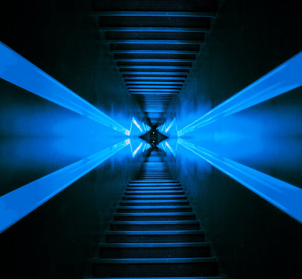 Stairs neon blue neon