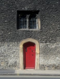 Former St Peter Chesil Church (now Theatre), Chesil Street, Winchester (NHLE Code 1095502) (May 2021) (Doorway)