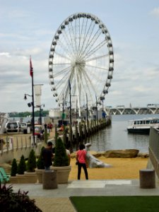 Ferris wheel at National Harbor in Maryland plus view of Potomac River