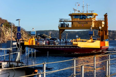 Ferry Tellus arriving at Finnsbo ferry terminal 3