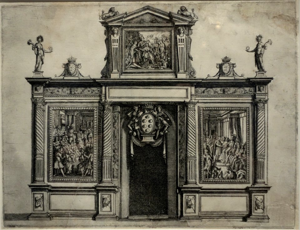Festivals for the Marriage of Grand Duke Ferdinand I of Tuscany and Christina of Lorraine - 4th Entry, St. Maria de Fiore, Orazio Scarabelli, 1589, etching - National Museum of Western Art, Tokyo - DSC08289