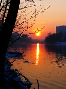 River abendstimmung mirroring photo