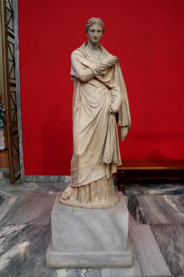 Female funerary statue (2nd cent. B.C.) at the National Archaeological Museum of Athens on 1 June 2018