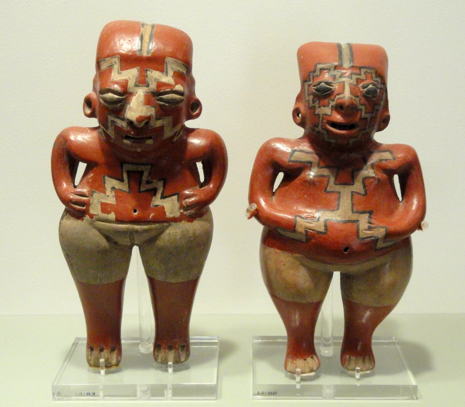 Female Figures, 300 BC - 100 AD, Chupicuaro style, Guanajuato or Michoacan, Mexico, earthenware with red, white, and black on cream slips - Gardiner Museum, Toronto - DSC01115