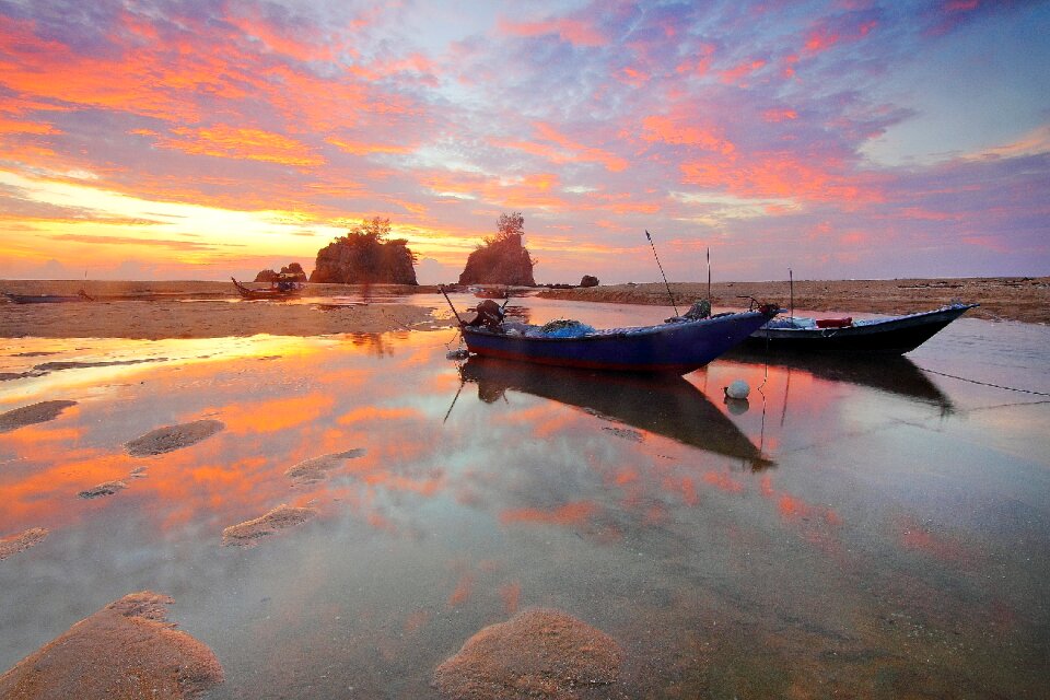 Boat landmarks sunrise