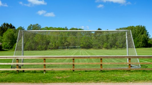 Fence and soccer goal in the north field in Brastad 3