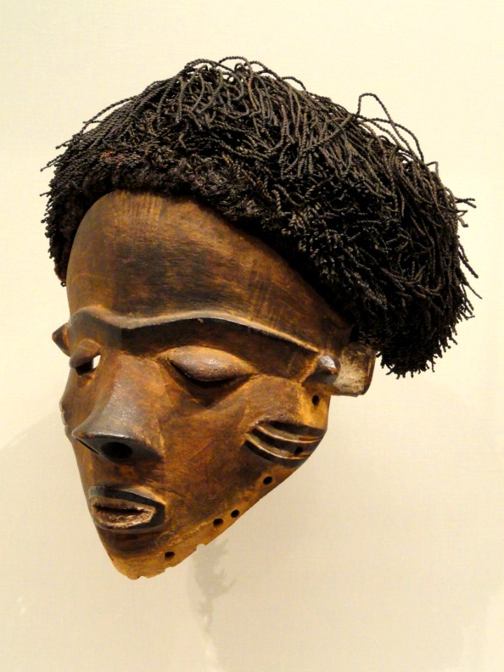 Female Face Mask (Gambanda), early 1900s, Central Africa, Democratic Republic of the Congo, Pende people, wood, fiber - Cleveland Museum of Art - DSC08700