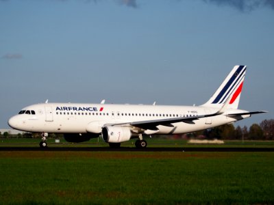 F-HEPG Air France Airbus A320-214(WL) - cn 5802 takeoff from Polderbaan, Schiphol (AMS - EHAM) at sunset