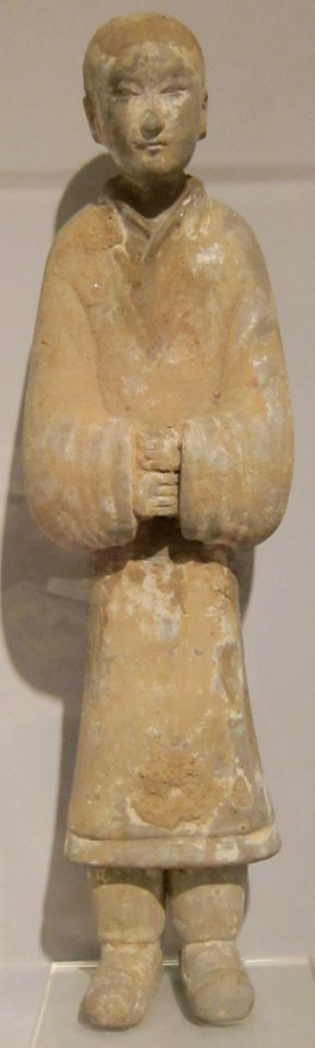 Female attendant, Han dynasty, earthenware, Honolulu Museum of Art