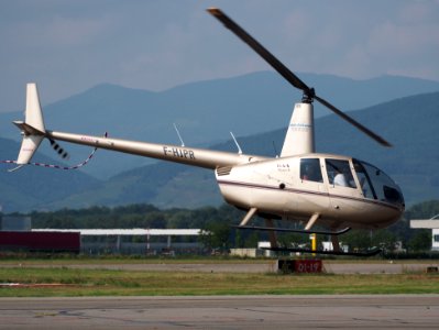 F-HJPR R44 Raven II take off from Colmar - Houssen Airport (IATA=CMR, ICAO=LFGA), photo 6