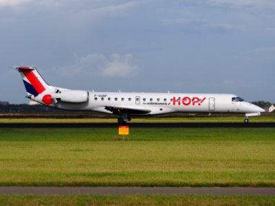 F-GUBF HOP! Embraer ERJ-145MP - cn 145669, 11Aug2014, landing at Schiphol (AMS - EHAM), The Netherlands, pic2