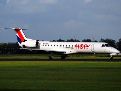 F-GUBF HOP! Embraer ERJ-145MP - cn 145669, 11Aug2014, landing at Schiphol (AMS - EHAM), The Netherlands, pic1