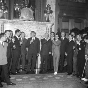 Feyenoordspelers op stadhuis ontvangen, de spelers op stadhuis, Bestanddeelnr 917-7068