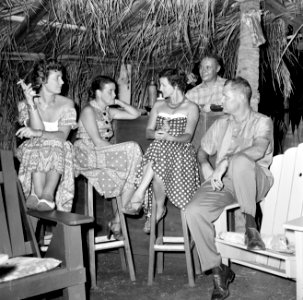 Feestend gezelschap in een hut Rechts Rietje Roelofs, Bestanddeelnr 252-3079