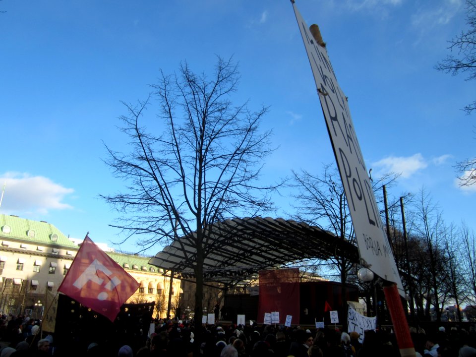 Feminist Initiative at demonstration against Swedish migration policy in Stockholm