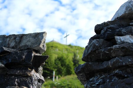 Summit cross sky hiking