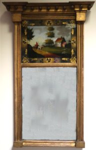 Federal gilded wood pier looking glass with églomisé panel by Edward Lothrop, Honolulu Museum of Art