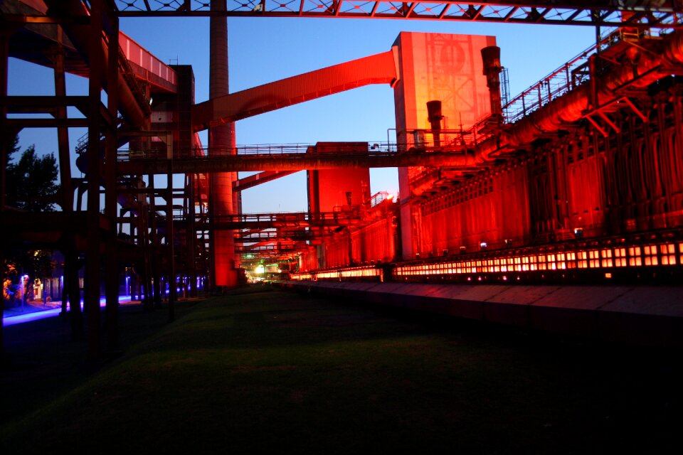 Industrial monument night photograph lighting