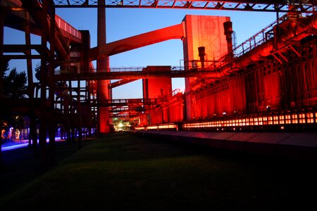 Industrial monument night photograph lighting