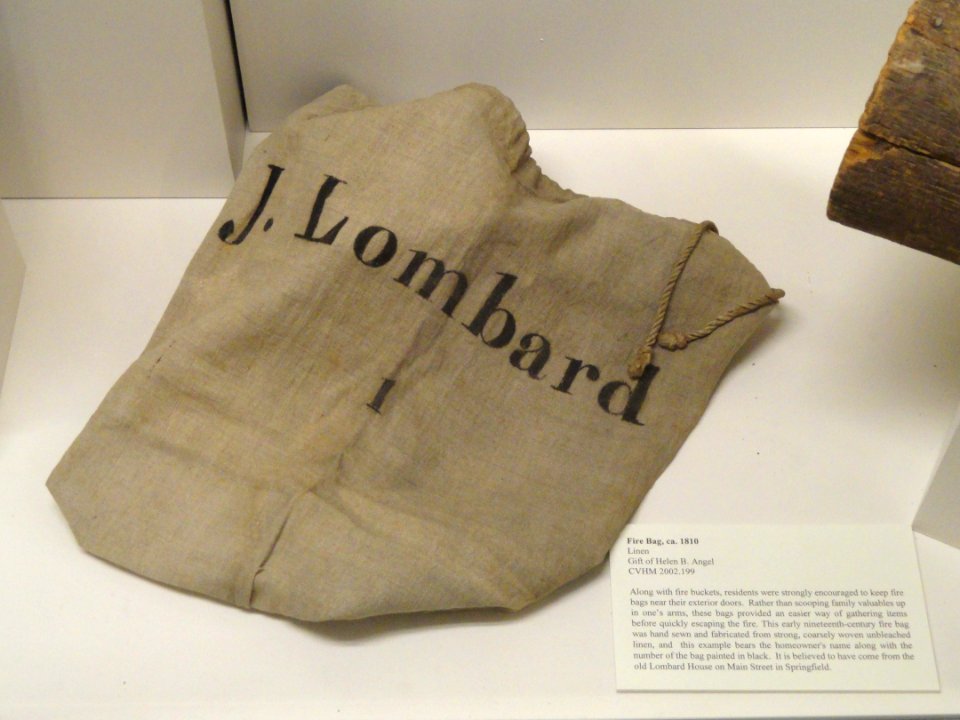 Fire Bag, c. 1810, linen - Lyman & Merrie Wood Museum of Springfield History - DSC04150