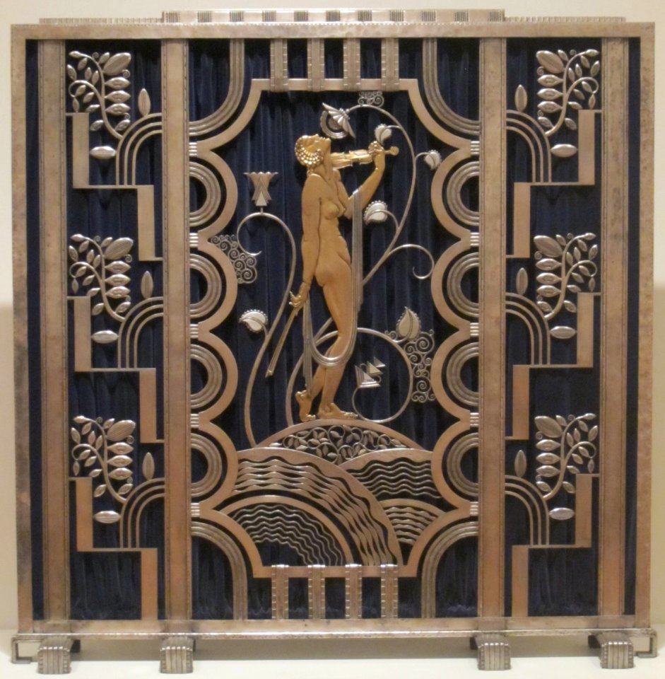 Fire screen made by Rose Iron Works of Cleveland, 1930
