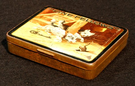 Fine Fellows Terrier Dog Cigar Pocket Tobacco Tin 1920s, pic2