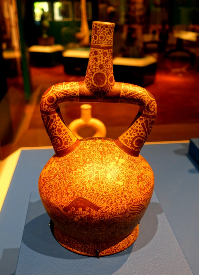Fineline painted vessel, burial theme, Moche style, north coast Peru, 100-800 AD, ceramic - Fowler Museum - University of California, Los Angeles - DSC02402