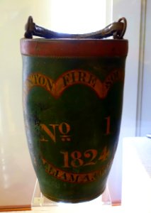 Fireman's bucket, c. 1801, leather - Old Colony History Museum - Taunton, Massachusetts - DSC03886