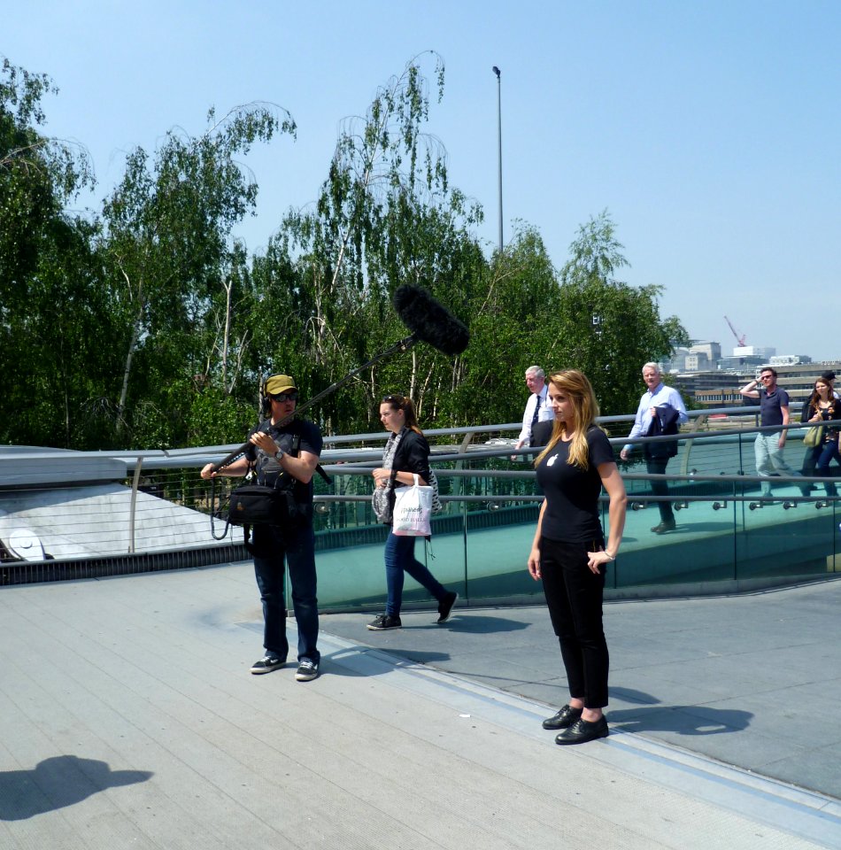 Filming at the Millennium Bridge, London, 19 June 2013