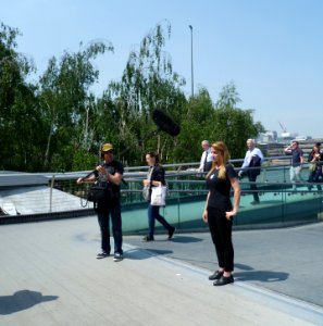 Filming at the Millennium Bridge, London, 19 June 2013
