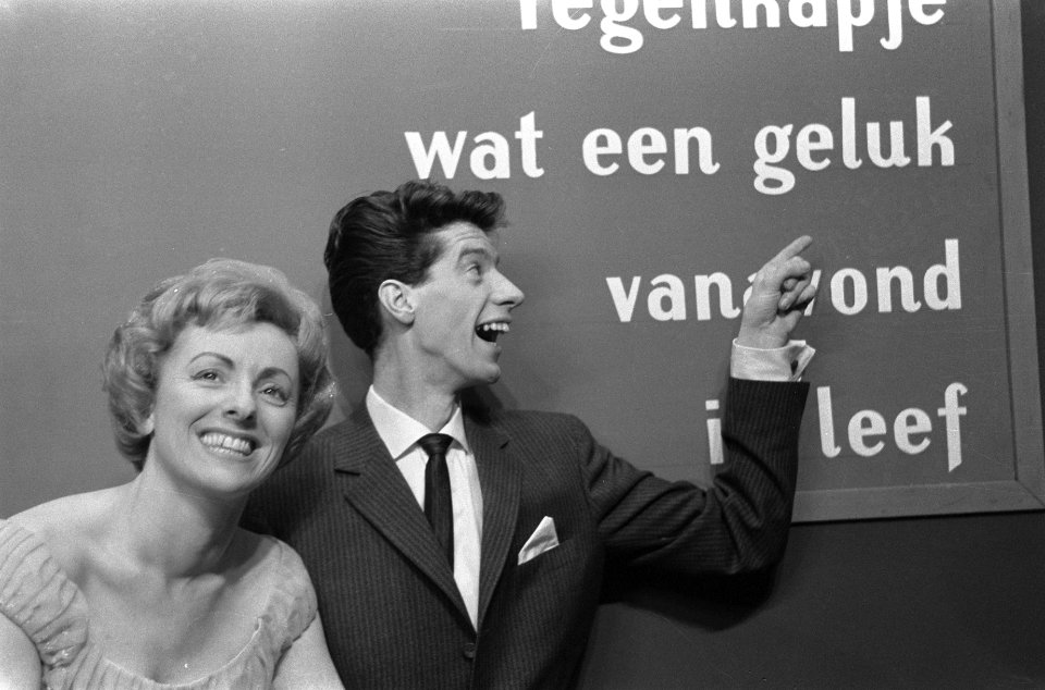 Finale van het Nationaal Songfestival 1960 in Hilversum, Rudy Carrell en Annie P, Bestanddeelnr 911-0162