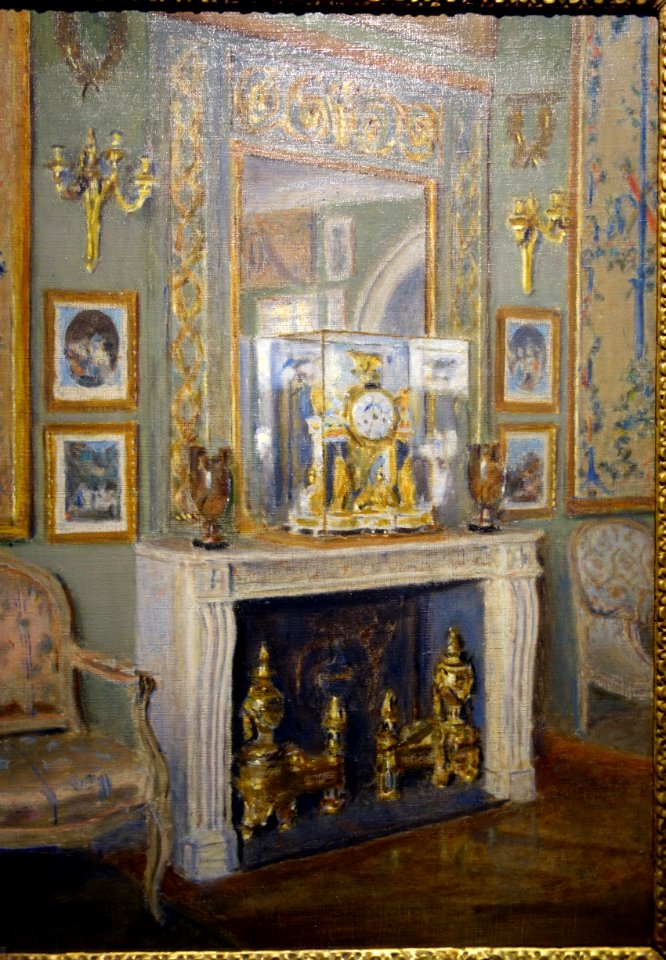 Fireplace by Eleanor Norcross, date unknown, oil on canvas - Fitchburg Art Museum - DSC08890