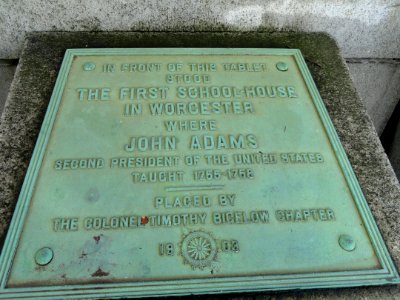 First Schoolhouse plaque - Worcester, MA - DSC05782