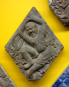 Five Tiles from Xiuding Monastery, Anyang, China, view 4, Tang dynasty, 7th century AD, earthenware - Royal Ontario Museum - DSC03641