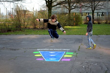 Children activities games on the sidewalk