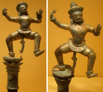 Finial with dancing figure from Cambodia, Angkorian style, 10th century, HAA photo