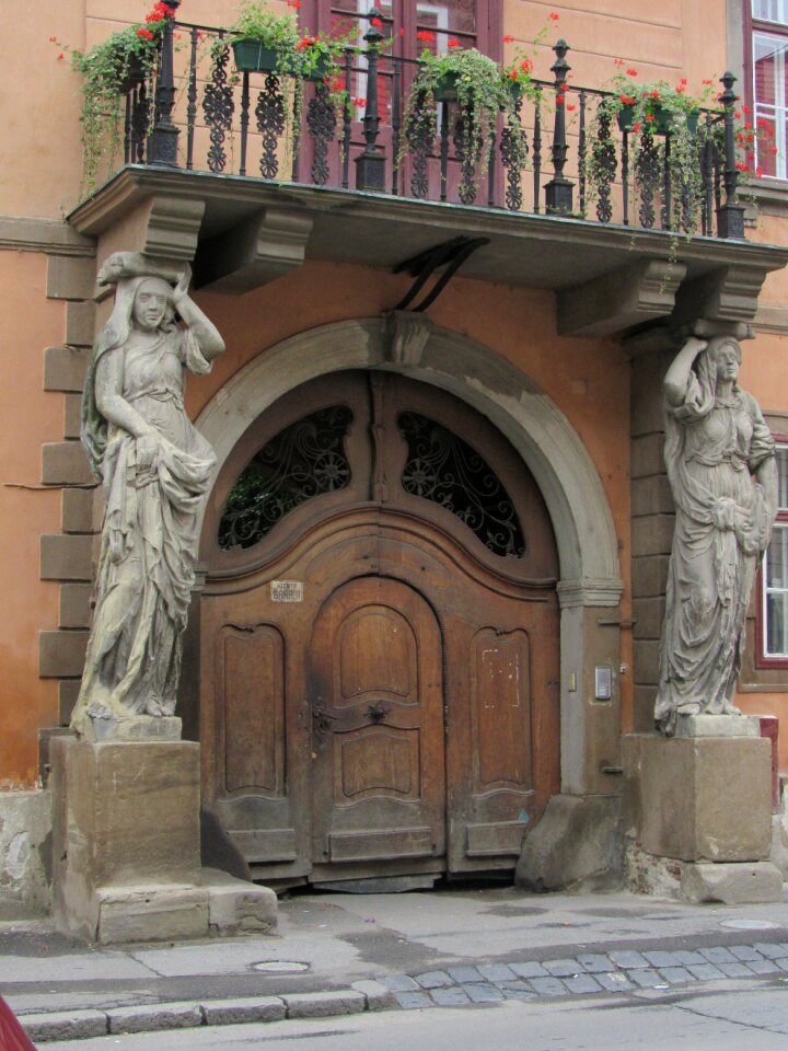 House with caryatids romania building